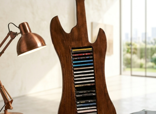 Formunda Özel Tasarım Ahşap CD/DVD Standı – Müzikseverlere Özel