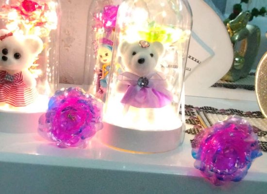 Peri ledli ayıcıklı fanus