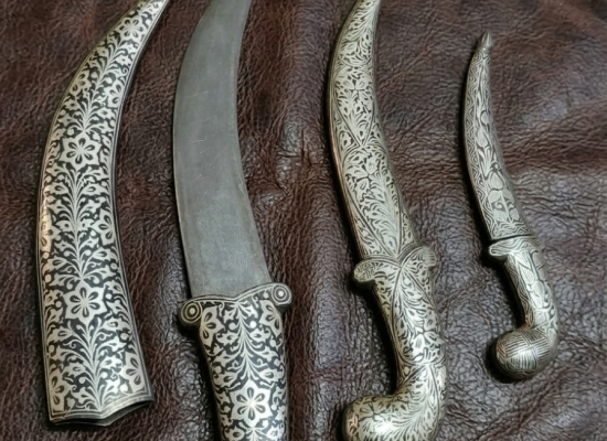 Koleksiyonluk: Görkemli Gümüş İşlemeli Hançer Takımı (3 Boy)