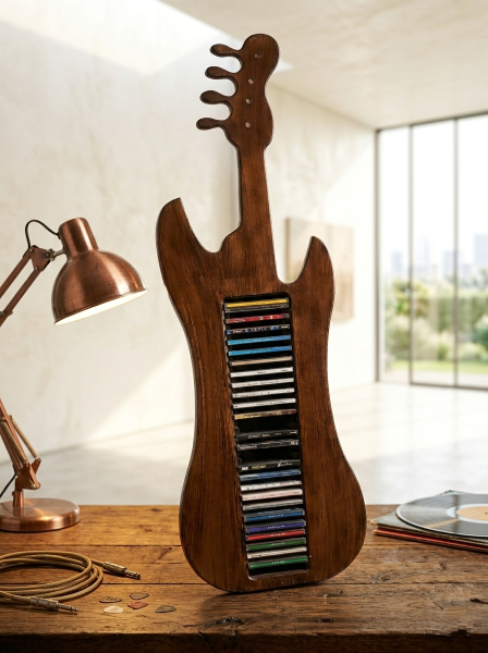 Formunda Özel Tasarım Ahşap CD/DVD Standı – Müzikseverlere Özel