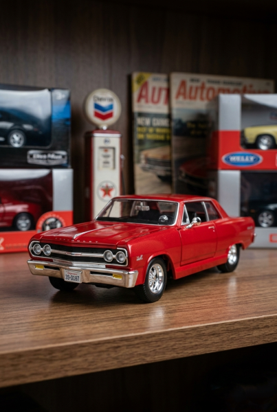 Koleksiyonluk Kırmızı 1965 Chevrolet Chevelle Malibu Diecast Model