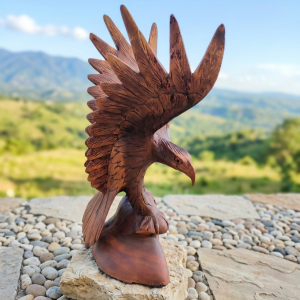 El İşçiliği Ahşap Görünümlü Kartal Heykeli - Vintage Dekoratif Obje