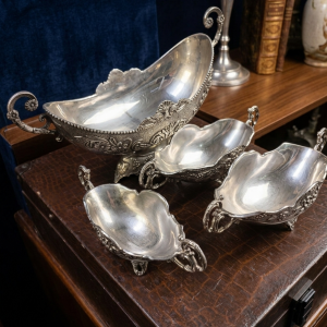 Gümüş Kaplama 4’lü Gondol Sunumluk Seti